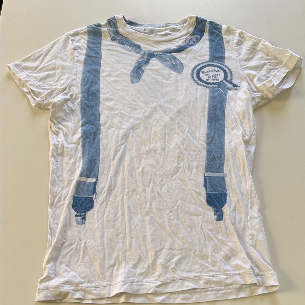 Diesel Mens S White T-Shirt with Blue Graphic